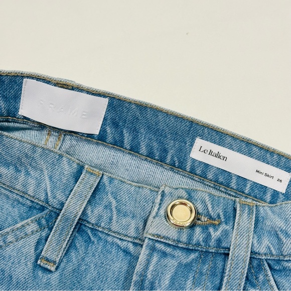Frame Turi Turin Le Italien Mini Skirt Blue Denim Jeans Made in Italy - Picture 7 of 12